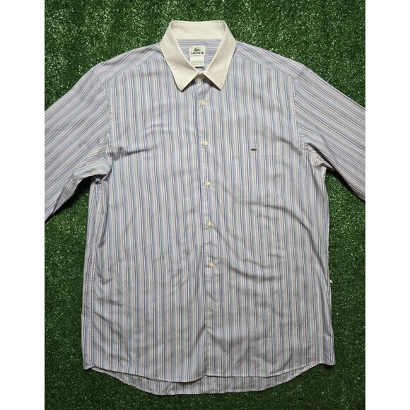 Lacoste Other - Lacoste Stripe Dress Shirt Button Up White Collar (Men's 42)